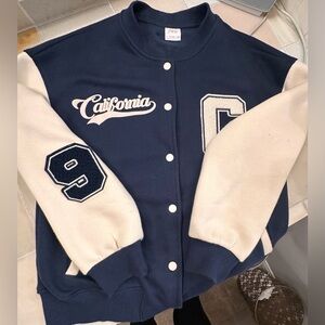 Zara Kids Navy and Cream Varsity Jacket